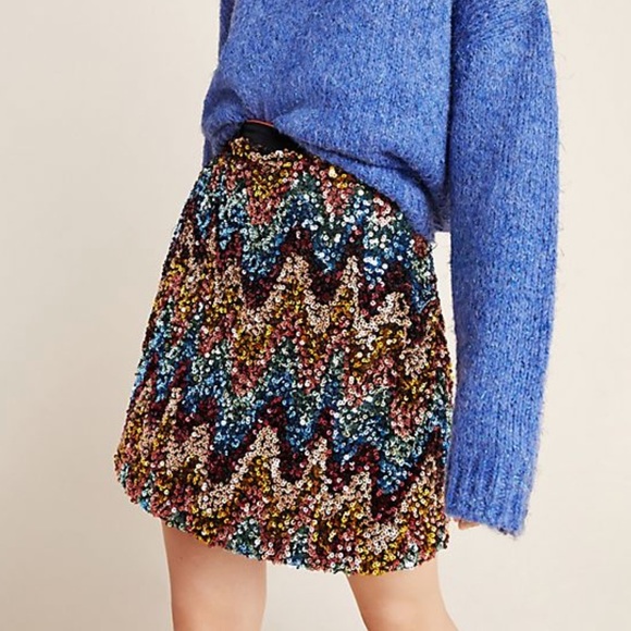 anthropologie sequin mini skirt